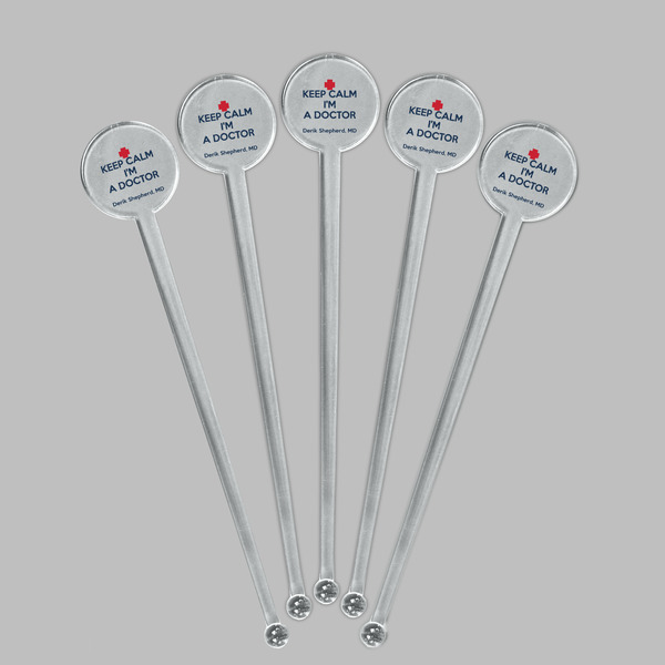 Medical Doctor Clear Plastic 7" Stir Stick - Round - Fan View
