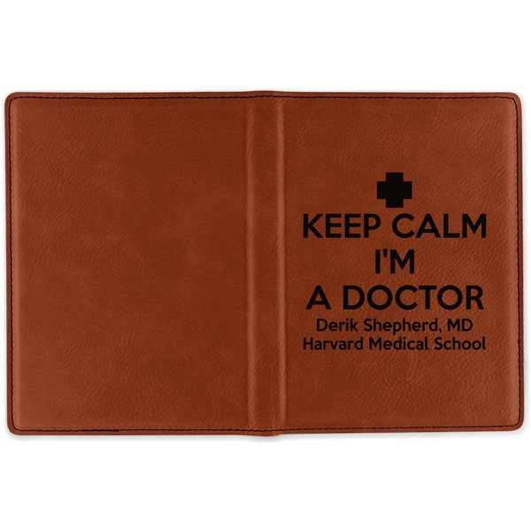 Medical Doctor Cognac Leather Passport Holder Outside Single Sided - Apvl
