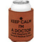 Medical Doctor Cognac Leatherette Can Sleeve - Single Front