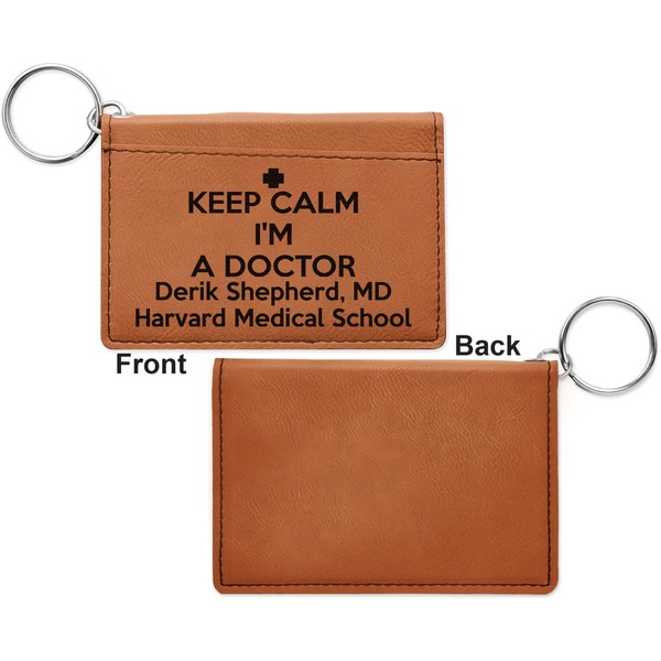 Medical Doctor Cognac Leatherette Keychain ID Holders - Front Apvl