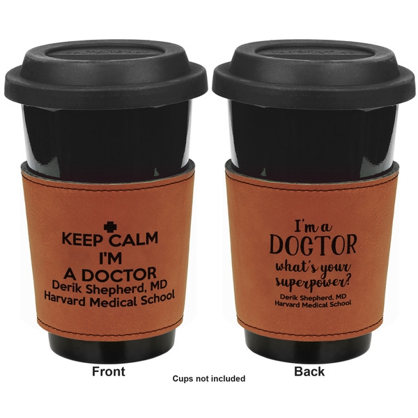 Medical Doctor Cognac Leatherette Mug Sleeve - Double Sided Apvl