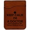 Medical Doctor Cognac Leatherette Phone Wallet close up