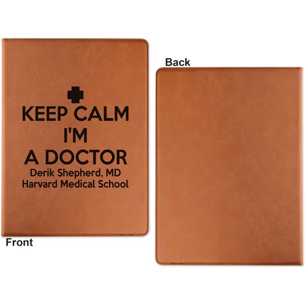 Medical Doctor Cognac Leatherette Portfolios with Notepad - Large - Single Sided - Apvl