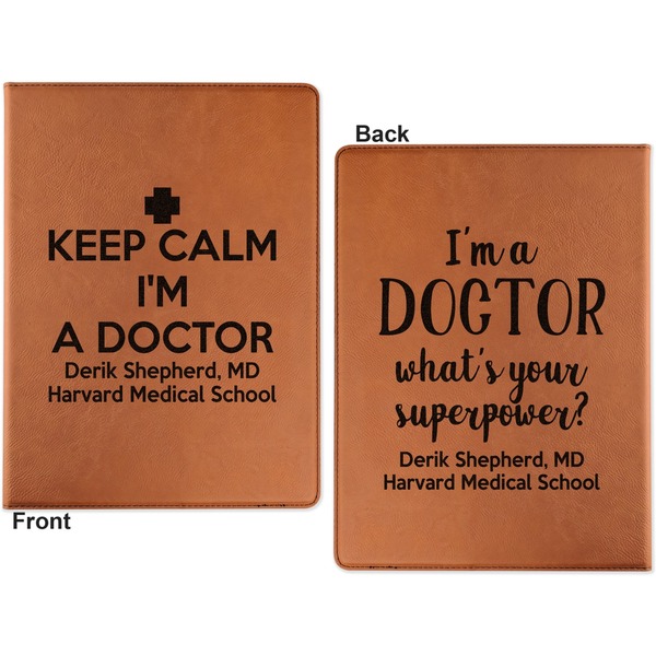 Medical Doctor Cognac Leatherette Portfolios with Notepad - Small - Double Sided- Apvl