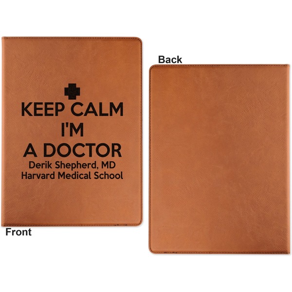 Medical Doctor Cognac Leatherette Portfolios with Notepad - Small - Single Sided- Apvl