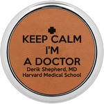 Medical Doctor Leatherette Round Coaster w/ Silver Edge (Personalized)