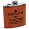Medical Doctor Cognac Leatherette Wrapped Stainless Steel Flask