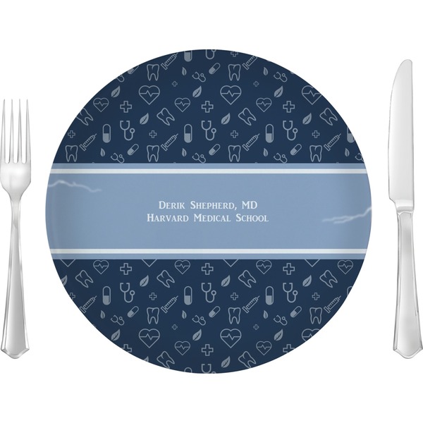 Custom Medical Doctor 10" Glass Lunch / Dinner Plates - Single or Set (Personalized)