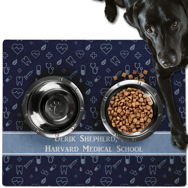 Custom Medical Doctor Dog Food Mat - Large w/ Name or Text
