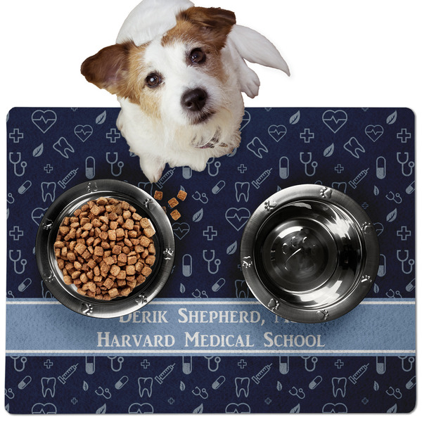 Custom Medical Doctor Dog Food Mat - Medium w/ Name or Text