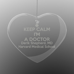 Medical Doctor Engraved Glass Ornament - Heart (Personalized)