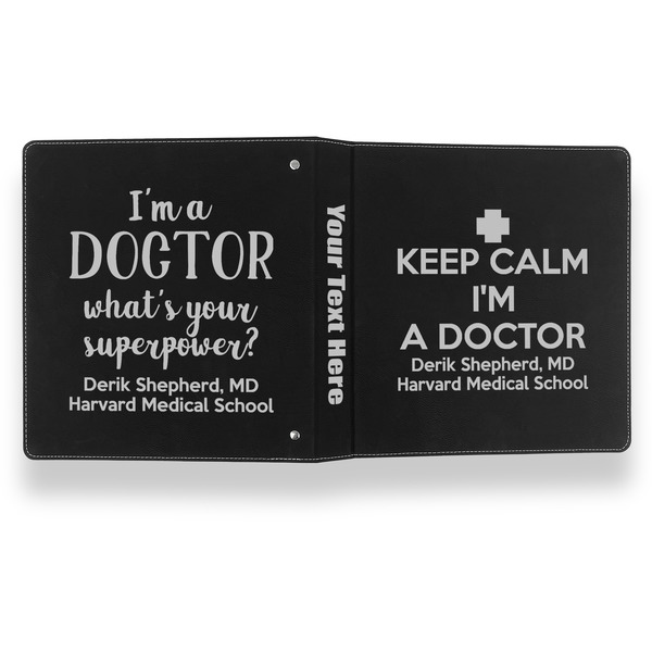 Medical Doctor Leather Binder - 1" - Black- Back Spine Front View