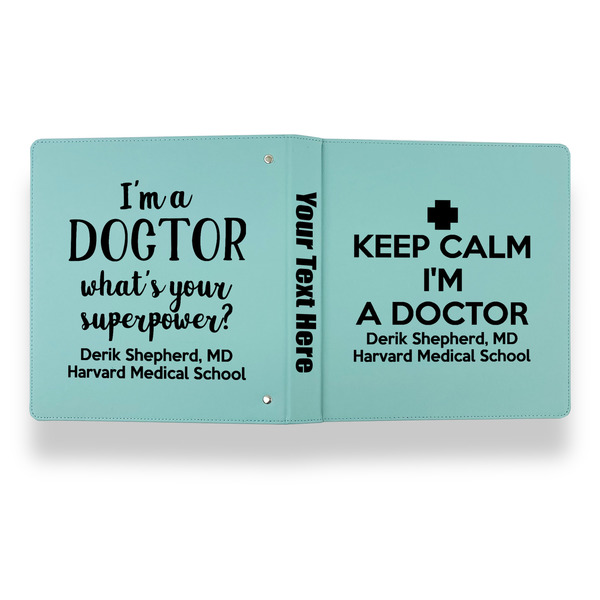 Medical Doctor Leather Binder - 1" - Teal - Back Spine Front View