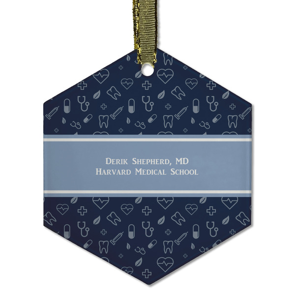Custom Medical Doctor Flat Glass Ornament - Hexagon w/ Name or Text
