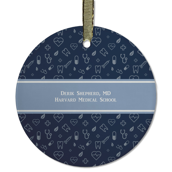 Custom Medical Doctor Flat Glass Ornament - Round w/ Name or Text