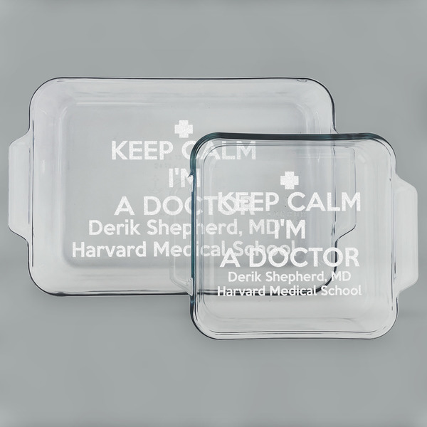 Custom Medical Doctor Set of Glass Baking & Cake Dish - 13in x 9in & 8in x 8in (Personalized)