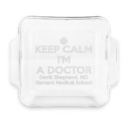 Medical Doctor Glass Cake Dish with Truefit Lid - 8in x 8in (Personalized)