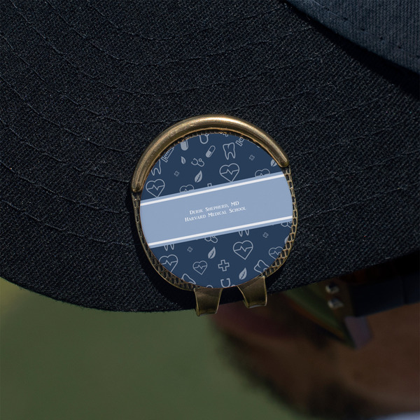 Medical Doctor Golf Ball Marker Hat Clip - Gold - On Hat