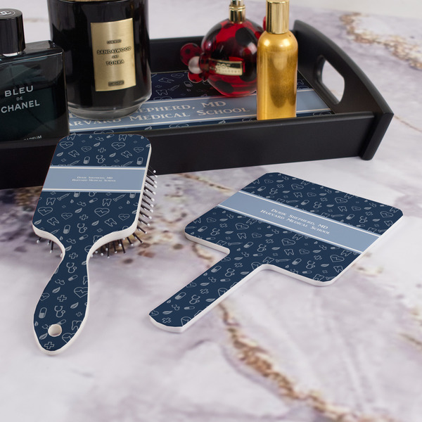 Medical Doctor Hair Brush and Hand Mirror - Bathroom Scene