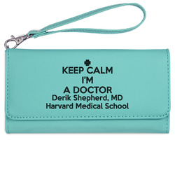Medical Doctor Ladies Leatherette Wallet - Laser Engraved- Teal (Personalized)