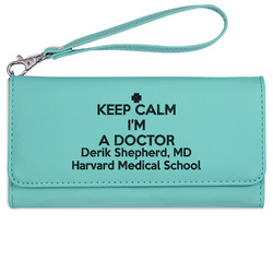 Medical Doctor Ladies Leatherette Wallet - Laser Engraved- Teal (Personalized)