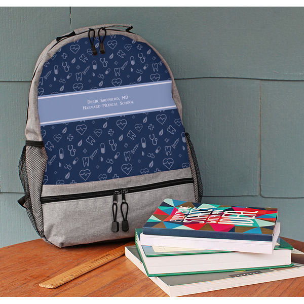 Medical Doctor Large Backpack - Gray - On Desk