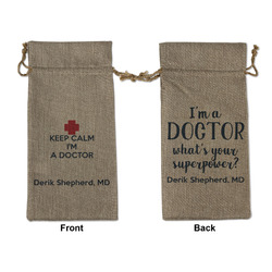 Medical Doctor Large Burlap Gift Bag - Front & Back (Personalized)