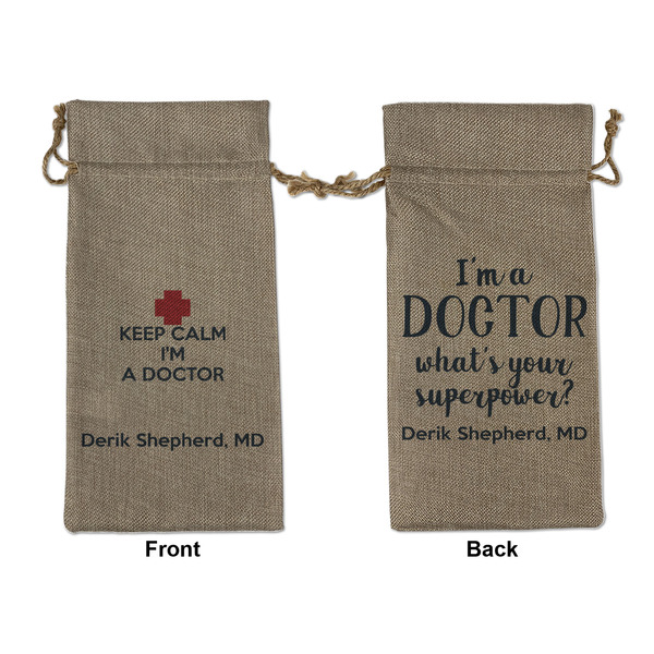Custom Medical Doctor Large Burlap Gift Bag - Front & Back (Personalized)