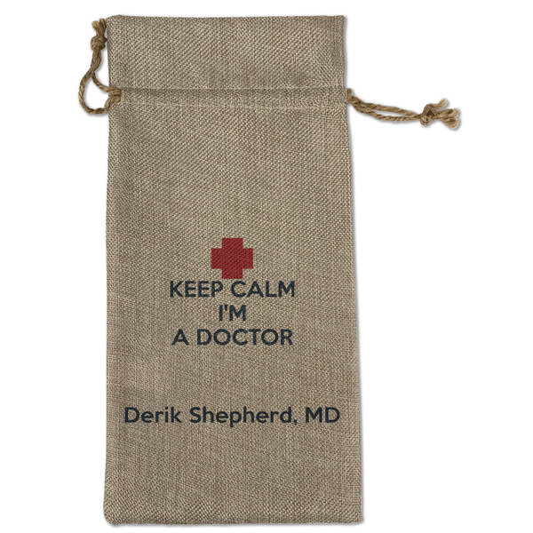 Custom Medical Doctor Large Burlap Gift Bag - Front (Personalized)