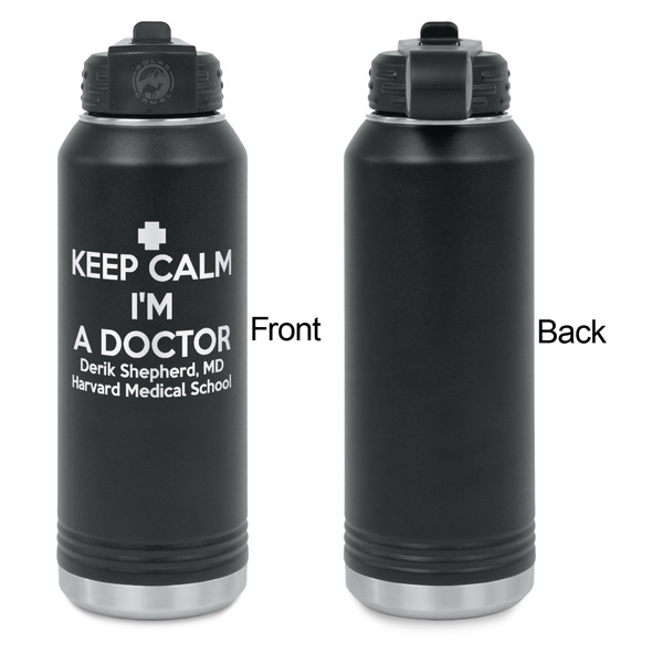 Medical Doctor Laser Engraved Water Bottles - Front Engraving - Front & Back View