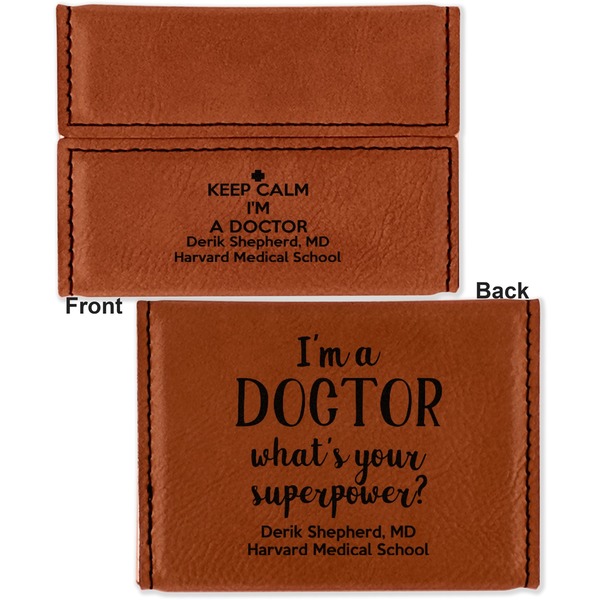Medical Doctor Leather Business Card Holder - Front Back