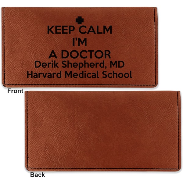 Medical Doctor Leather Checkbook Holder Front and Back Single Sided - Apvl