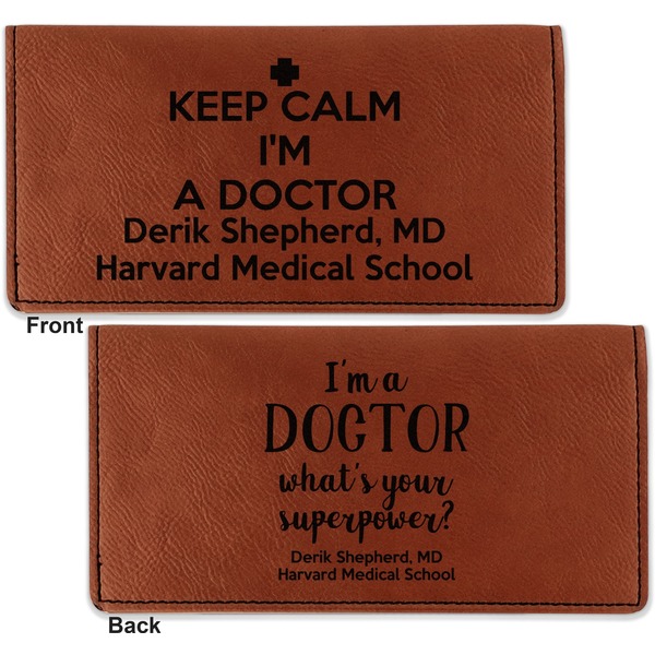 Medical Doctor Leather Checkbook Holder Front and Back