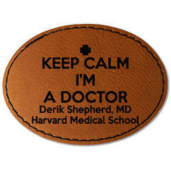 Medical Doctor Faux Leather Iron On Patch - Oval (Personalized)