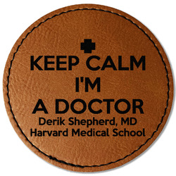 Medical Doctor Faux Leather Iron On Patch - Round (Personalized)