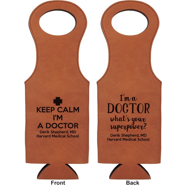 Medical Doctor Leatherette Wine Tote Double Sided - Front and Back
