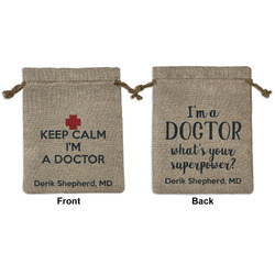 Medical Doctor Medium Burlap Gift Bag - Front & Back (Personalized)