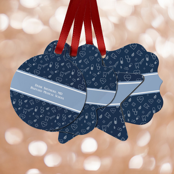 Custom Medical Doctor Metal Ornaments - Double Sided w/ Name or Text