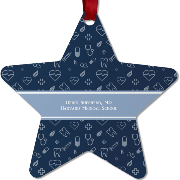 Custom Medical Doctor Metal Star Ornament - Double Sided w/ Name or Text