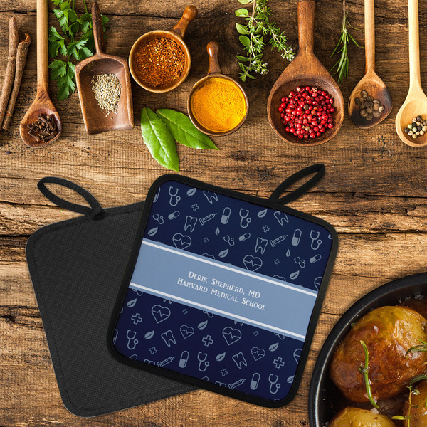 Medical Doctor Neoprene Pot Holder - Set of 2  LIFESTYLE (Flatlay)