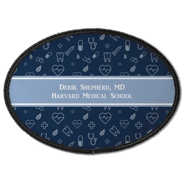 Custom Medical Doctor Iron On Oval Patch w/ Name or Text