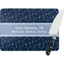 Medical Doctor Rectangular Glass Cutting Board - Large - 15.25"x11.25" w/ Name or Text