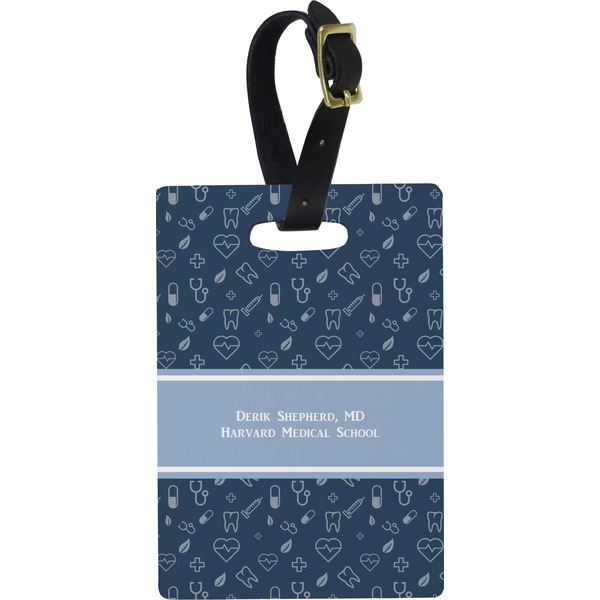 Custom Medical Doctor Plastic Luggage Tag - Rectangular w/ Name or Text