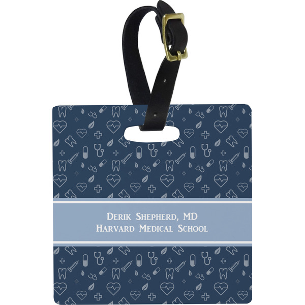 Custom Medical Doctor Plastic Luggage Tag - Square w/ Name or Text