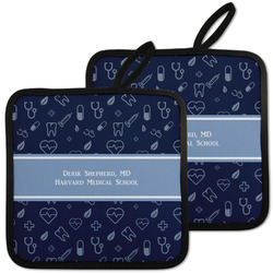 Medical Doctor Pot Holders - Set of 2 w/ Name or Text