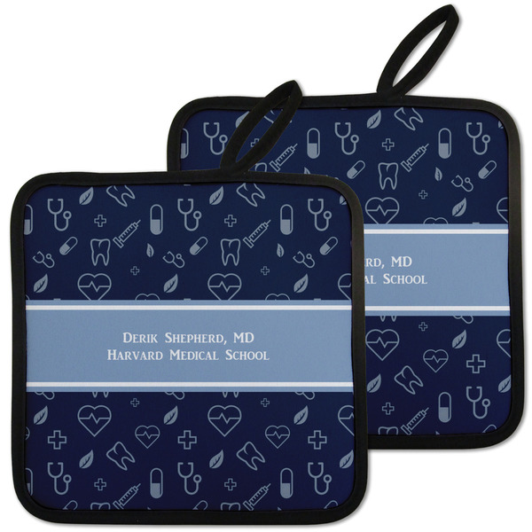 Custom Medical Doctor Pot Holders - Set of 2 w/ Name or Text