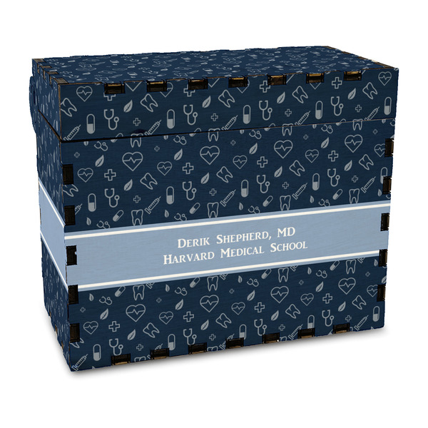 Custom Medical Doctor Wood Recipe Box - Full Color Print (Personalized)