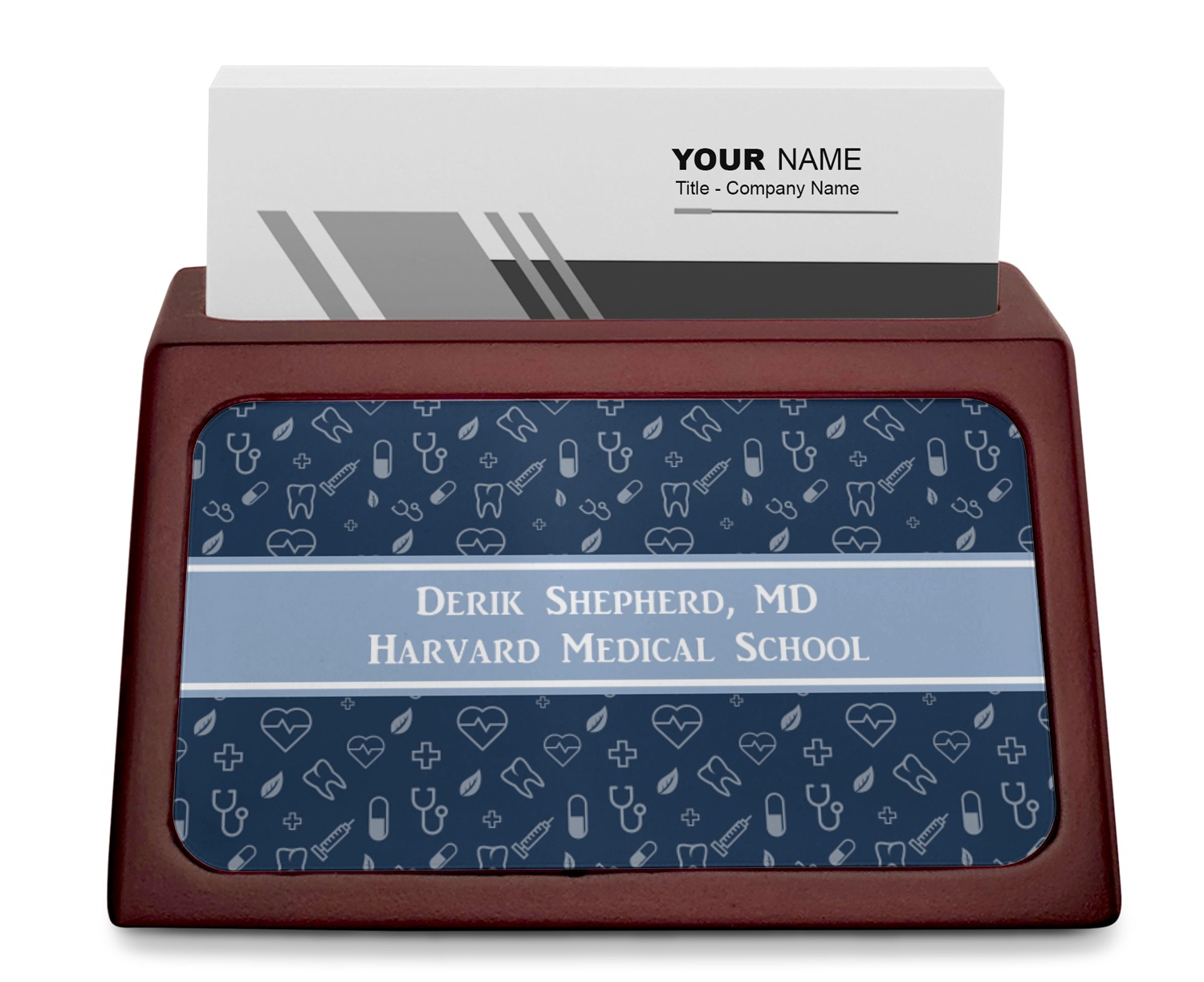 Custom Medical Doctor Red Mahogany Business Card Holder (Personalized
