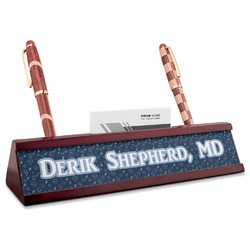 Medical Doctor Red Mahogany Nameplate with Business Card Holder (Personalized)