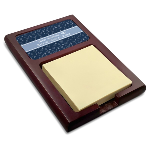 Custom Medical Doctor Red Mahogany Sticky Note Holder (Personalized)